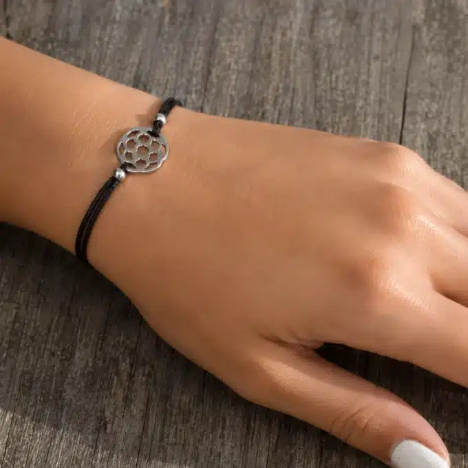 N4290a Bracelet femme cordon Fleur Acier inoxydable réglable - Bijoux bracelets femmes en ligne Ninanina
