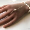 N4294f Bracelet poignet bague argent 925 et nacre - chaine de main - Bijoux Bracelets en ligne Ninanina