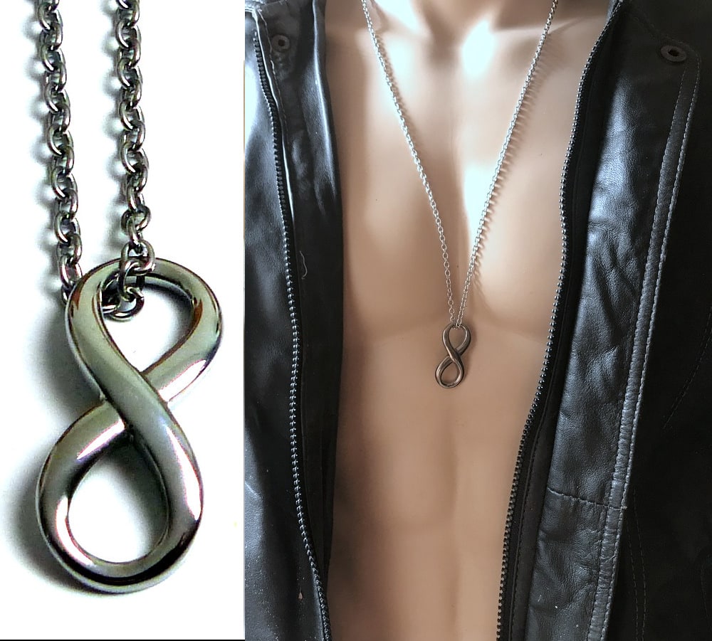 Collier infini homme chaine Acier inoxydable argenté - Ninanina