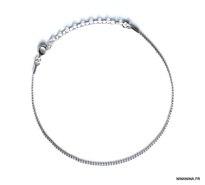 N4322c Chaine de cheville en argent 925 massif maille boule femme - Bijoux de pied en ligne Ninanina