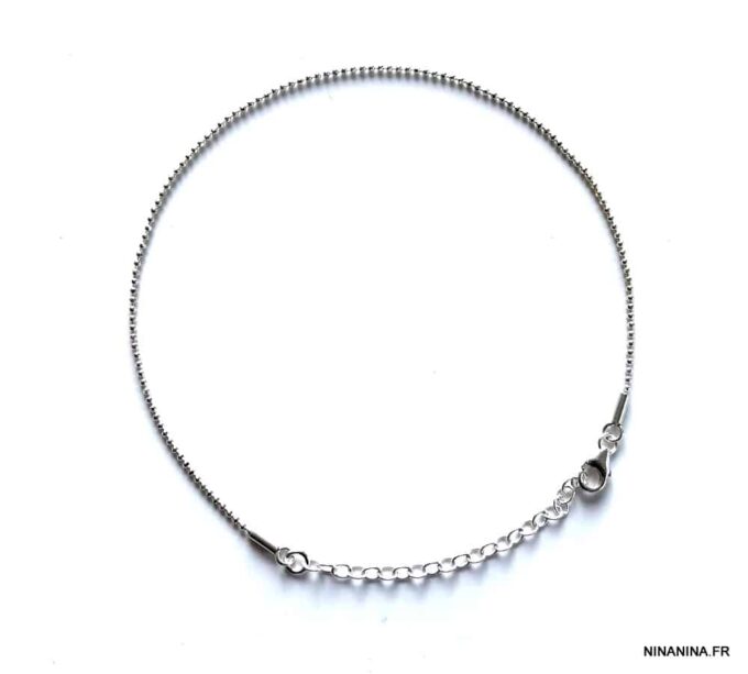 N4322e Chaine de cheville en argent 925 massif maille boule femme - Bijoux de pied en ligne Ninanina