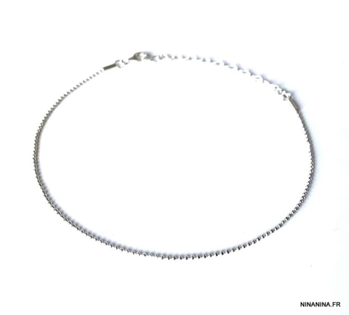 N4322h Chaine de cheville en argent 925 massif maille boule femme - Bijoux de pied en ligne Ninanina