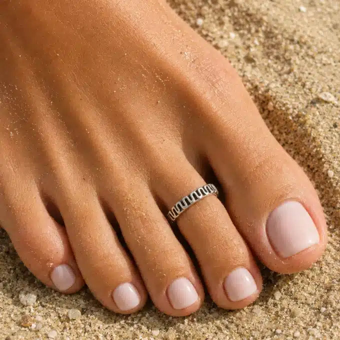 N4327a Bague orteil Argent 925 massif motif vagues - Bijoux de pieds femmes en ligne Ninanina