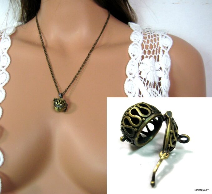 N4336 collier concrete de parfum métal bronze