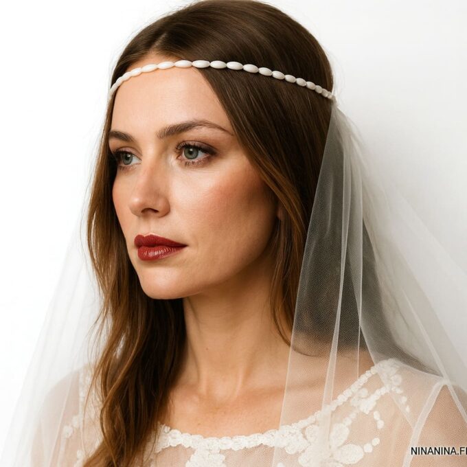 N4337c Headband mariage perles ovales en nacre blanche et Argent 925 - Accessoires bijoux de tete en ligne Ninanina