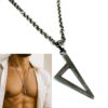 N4399 Collier long homme artisanal – Pendentif triangle stylisé Corse en acier inoxydable - Bijoux Colliers en ligne Ninanina