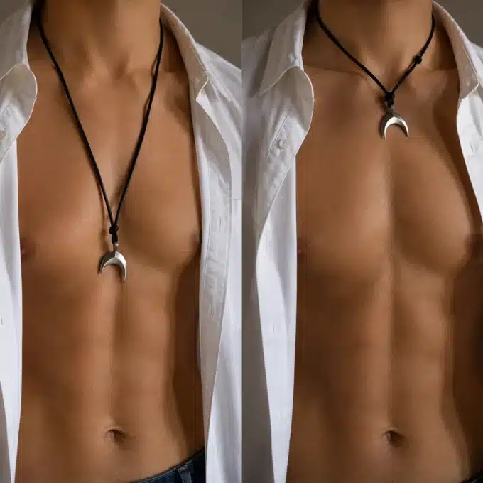 N4409 Collier homme cuir pendentif queue de baleine Acier inoxydable - Bijoux colliers hommes en ligne Ninanina