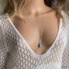 N4412 Collier Goutte D Eau Pendentif Howlite Turquoise Argent - Bijoux Colliers Femmes en ligne Ninanina