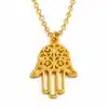 N4417b Collier femme pendentif main de fatma acier inoxydable doré - Bijoux colliers femmes en ligne Ninanina