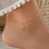 N4421 Chaine de cheville femme pendentif main de fatma acier doré - Bijoux de pieds femmes en ligne Ninanina