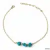 N4425 Chaine de cheville turquoise naturelle Plaqué Or femme - Bijoux de pieds femmes en ligne Ninanina