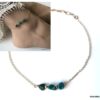 N4425 Chaine de cheville turquoise verte naturelle Plaqué Or - Bijoux de pied en ligne Ninanina