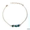 N4425a Chaine de cheville turquoise verte naturelle Plaqué Or - Bijoux de pied en ligne Ninanina