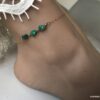 N4425b Chaine de cheville Plaqué Or turquoise verte naturelle femme - Bijoux de pied en ligne Ninanina