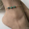 N4425d Chaine de cheville Plaqué Or turquoise verte naturelle femme - Bijoux de pied en ligne Ninanina