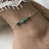 N4425h Chaine de cheville Plaqué Or turquoise verte naturelle femme - Bijoux de pied en ligne Ninanina