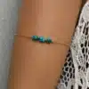 N4427a Bracelet de biceps femme Plaqué Or Turquoise naturelle - Bijoux braceloets femmes en ligne Ninanina