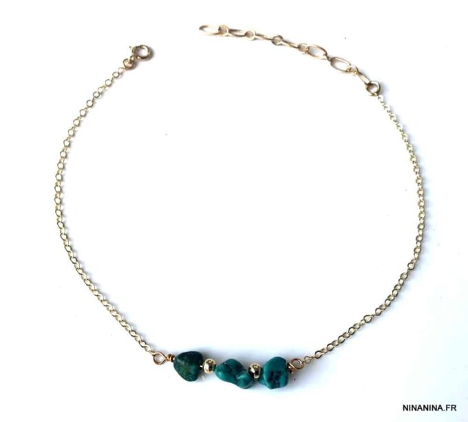 N4427c Bracelet de biceps femme Plaqué Or Turquoise verte - Bijoux Bracelets en ligne Ninanina