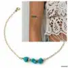 N4427d Bracelet de biceps femme Plaqué Or Turquoise naturelle - Bijoux bracelets femmes en ligne Ninanina