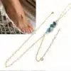 N4428c Chaine de pied Plaqué Or femme Turquoise naturelle - Bijoux de piedsfemmes en ligne Ninanina