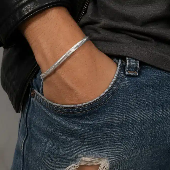 N4431 Bracelet Argent maille serpent plate pour homme - Bijoux colliers hommes en ligne Ninanina