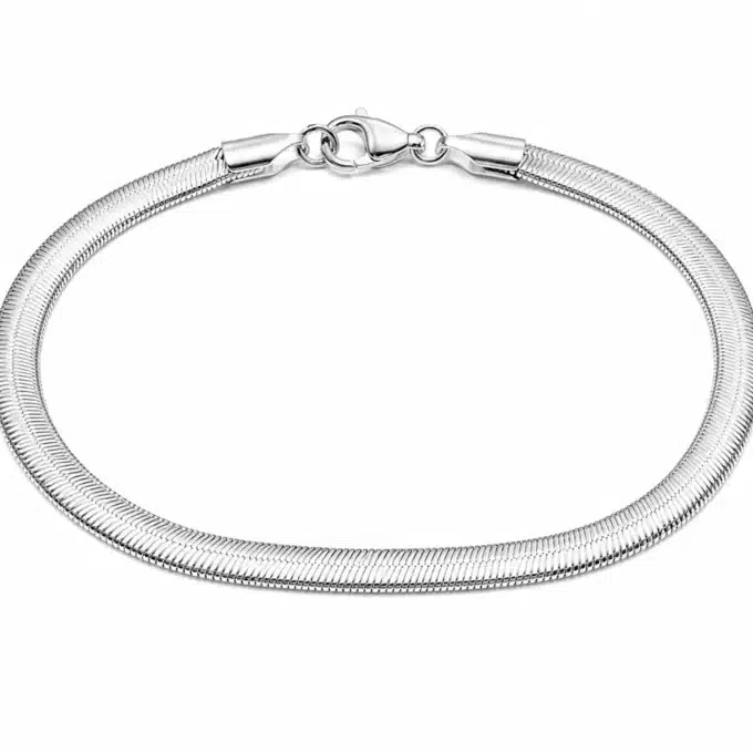 N4431c Bracelet Argent maille serpent plate pour homme - Bijoux colliers hommes en ligne Ninanina
