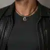 N4433c Collier Pendentif Algérie homme Acier inoxydable cordon cuir - Bijoux colliers hommes en ligne Ninanina