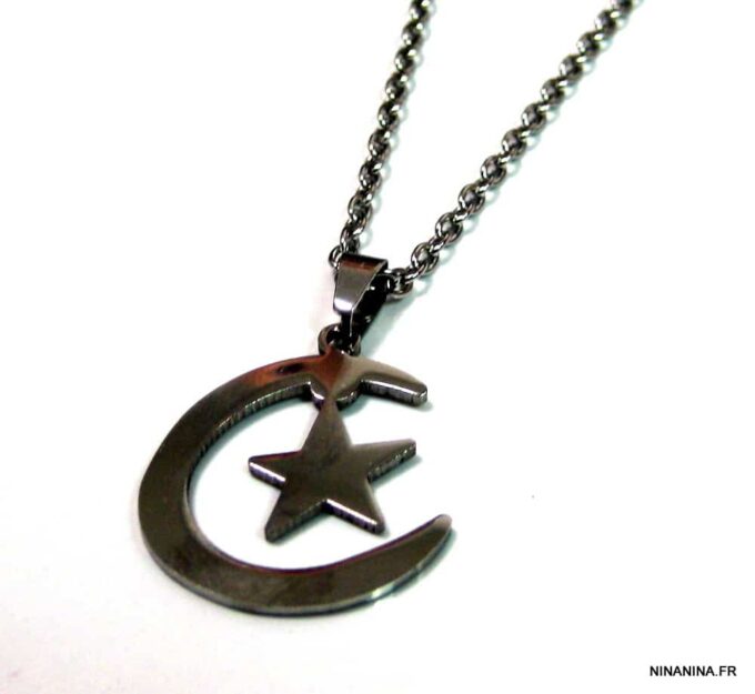 N4434e Collier Algerien – Pendentif Drapeau Algérie Acier inox – Bijoux Colliers Pendentifs en ligne Ninanina