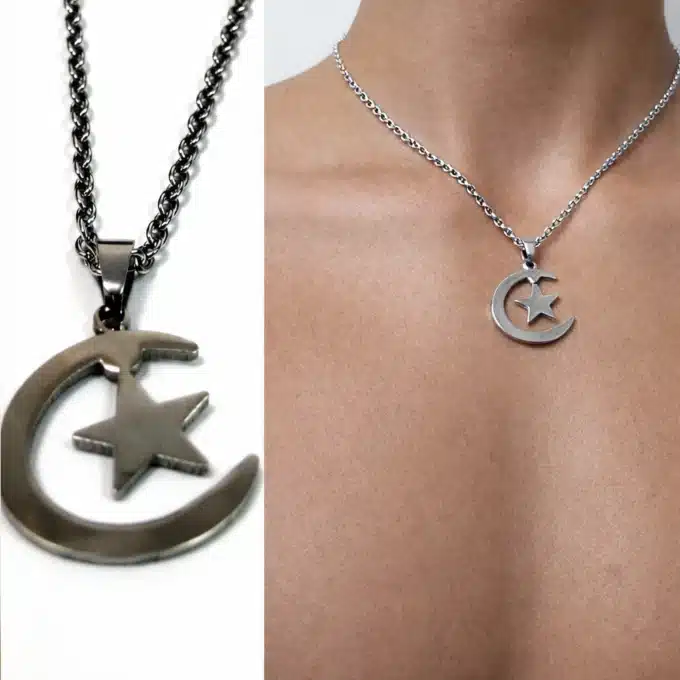 N4434f Collier Algerien – Pendentif Drapeau Algérie Acier inox – Bijoux Colliers Pendentifs en ligne Ninanina