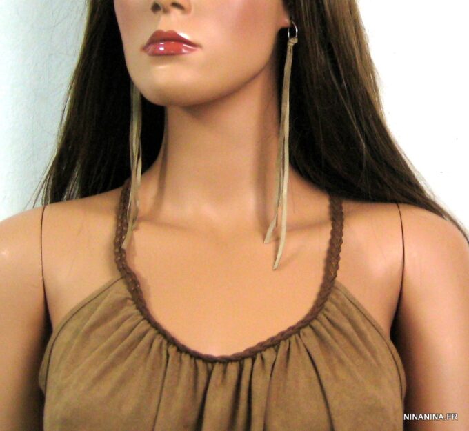 N4443j boucles créoles argent massif et daim