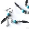 N4444a Boucles D'oreilles Turquoise véritable plume argent 925 - Bijoux Boucles d'oreilles en ligne Ninanina