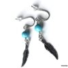 N4444c Boucles D'oreilles Turquoise véritable plume argent 925 - Bijoux Boucles d'oreilles en ligne Ninanina