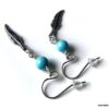 N4444d Boucles D'oreilles Turquoise véritable plume argent 925 - Bijoux Boucles d'oreilles en ligne Ninanina