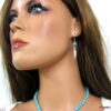 N4444d boucles d'oreilles turquoises et plume argent massif