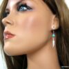 N4444e boucles d'oreilles turquoises et plume argent massif