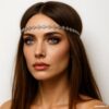 N4446 Headband perles métal argenté de forme rhombus pour femme - Accessoires de coiffure femmes en ligne Ninanina