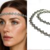 N4446a Headband perles métal argenté de forme rhombus pour femme - Accessoires de coiffure femmes en ligne Ninanina