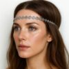 N4446b Headband perles métal argenté de forme rhombus pour femme - Accessoires de coiffure femmes en ligne Ninanina