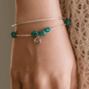 N4449Z Bracelet Argent Et Turquoise Femme perles rondes fait main – Bijoux Bracelets femmes en ligne Ninanina