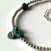 N4450a Bracelet Cheville Turquoise Verte Perles Argent 925 Massif Fait Main - Bijoux de pieds en ligne Ninanina