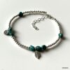 N4450e Bracelet Cheville Turquoise Verte Perles Argent 925 Massif Fait Main - Bijoux de pieds en ligne Ninanina