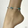 N4450g Bracelet Cheville Turquoise Verte Perles Argent 925 Massif Fait Main - Bijoux de pieds en ligne Ninanina