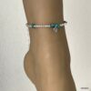 N4450i Bracelet Cheville Turquoise Verte Perles Argent 925 Massif Fait Main - Bijoux de pieds en ligne Ninanina