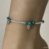 N4450l Bracelet Cheville Turquoise Verte Perles Argent 925 Massif Fait Main - Bijoux de pieds en ligne Ninanina