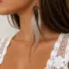 N4456b Boucles d'oreilles femme plumes Argent massif boheme - Bijoux d'oreille en ligne Ninanina