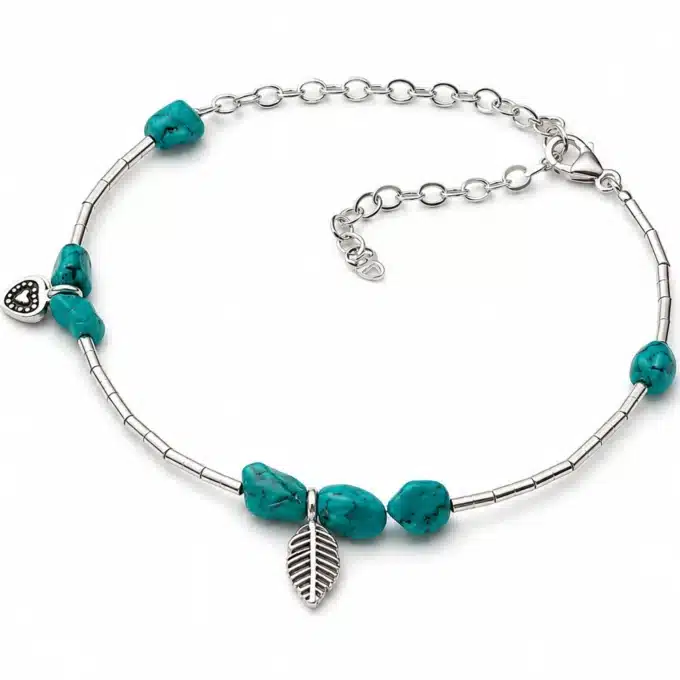 N4465 Bracelet de biceps Argent 925 massif et Turquoises naturelles - Bijoux bracelets femmes en ligne femmes Ninanina