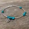 N4465a Bracelet de biceps Argent 925 massif et Turquoises naturelles - Bijoux bracelets femmes en ligne femmes Ninanina