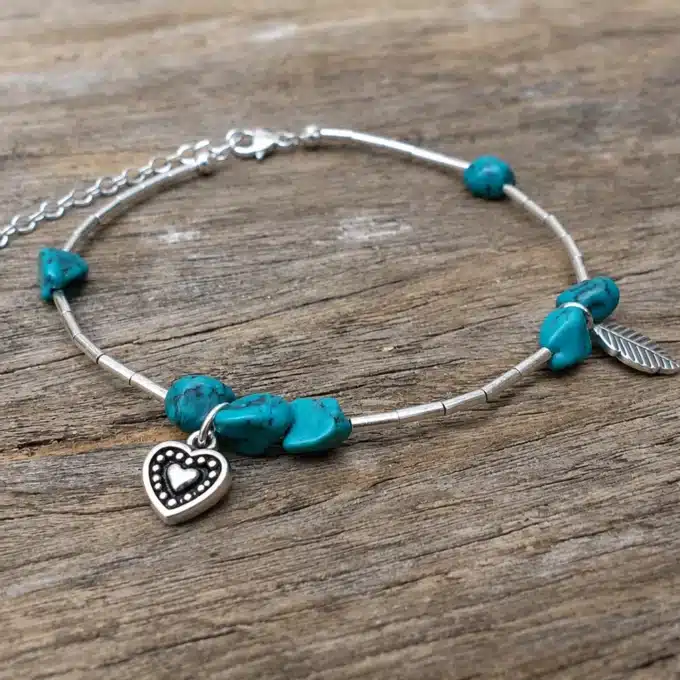 N4465a Bracelet de biceps Argent 925 massif et Turquoises naturelles - Bijoux bracelets femmes en ligne femmes Ninanina