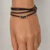 N4469c Bracelet à l'infini argent 925 massif cordon cuir enroulé - Bijoux bracelets mixtes en ligne Ninanina