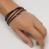 N4469d Bracelet à l'infini argent 925 massif cordon cuir enroulé - Bijoux bracelets mixtes en ligne Ninanina